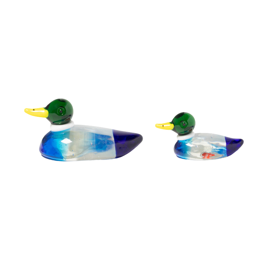 HM29GD143 Human Made Duck Pair Glass Figurine Clear (Set of 2)