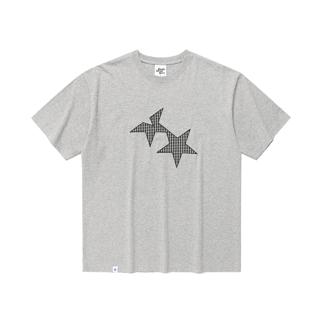 카비시 트윈 스타 체크 아플리케 숏슬리브 티셔츠 그레이(CAVISH Twin Star Check Applique SS Tee Grey)
