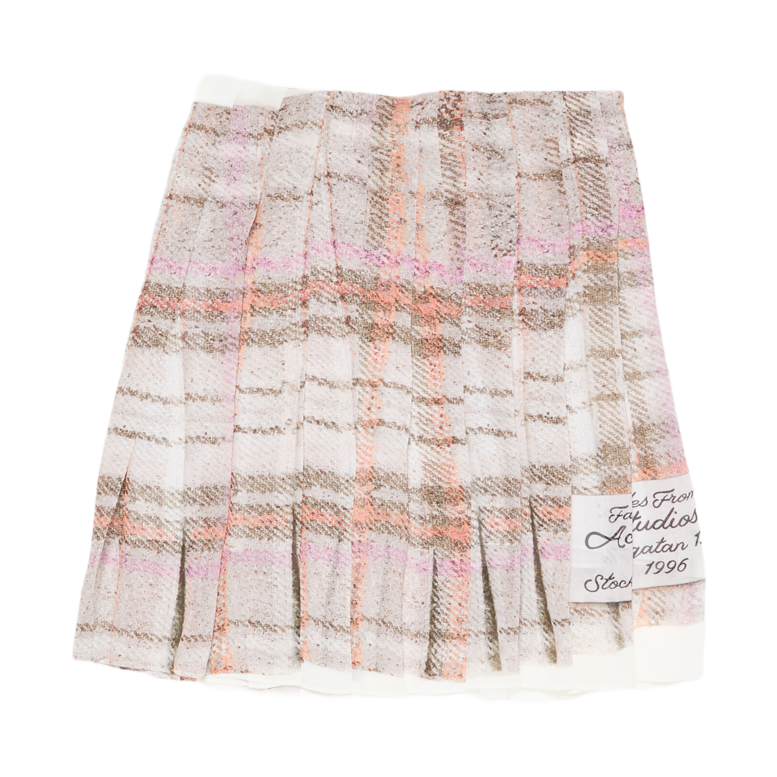 AF0543-ANS (W) Acne Studios Pleated Print Skirt Grey Pink