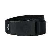 Stone Island 9300001 Nylon Tape Belt with Debossed Buckle and Leather Detail  - 25FW