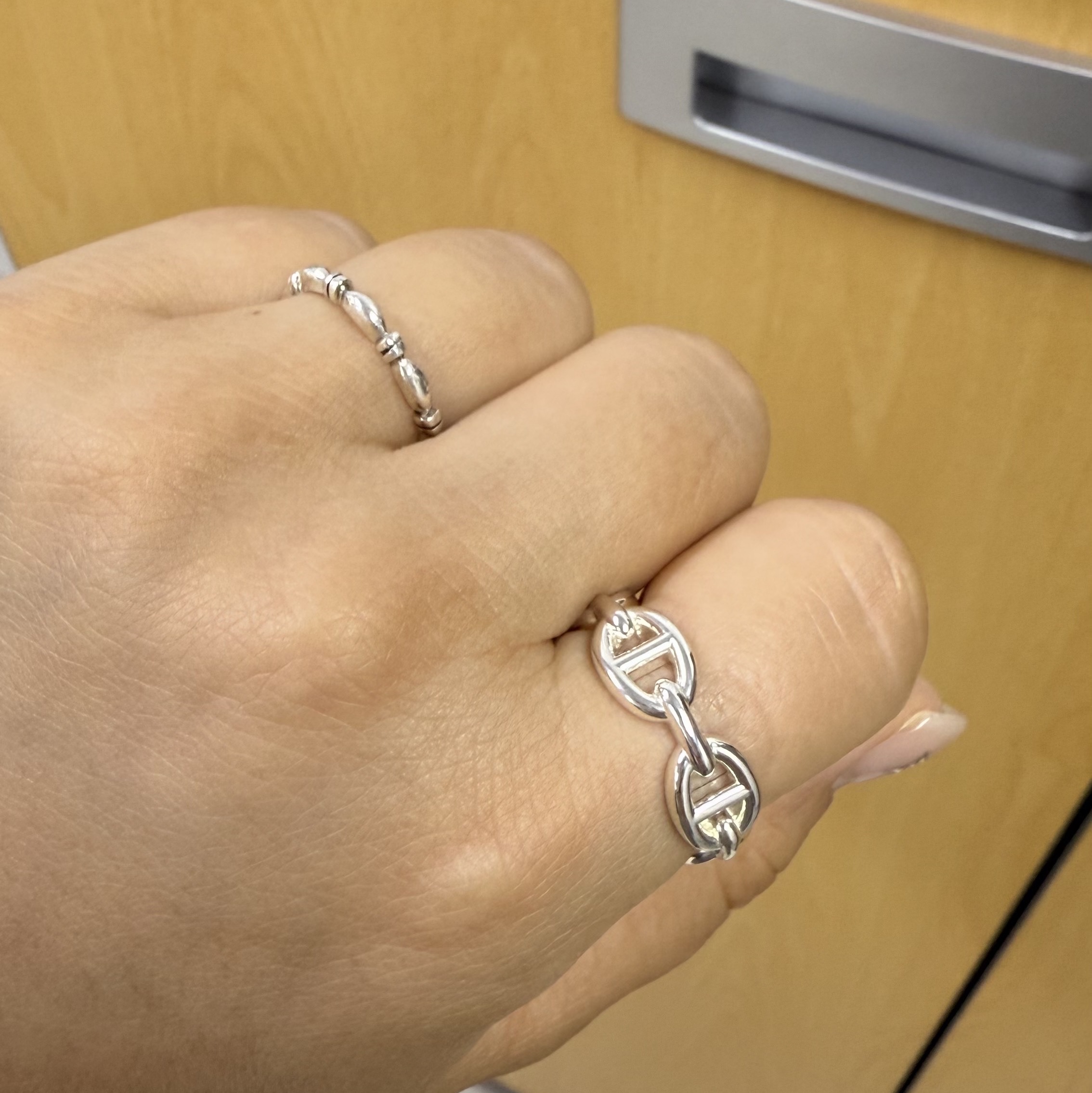 (W) Hermes Small Chaine D'Ancre Enchainee Ring Sterling Silver 착용 스타일