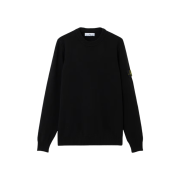 Stone Island 5100072 Lambswool Crewneck Jumper with Reverse Stitch Details Black - 25FW