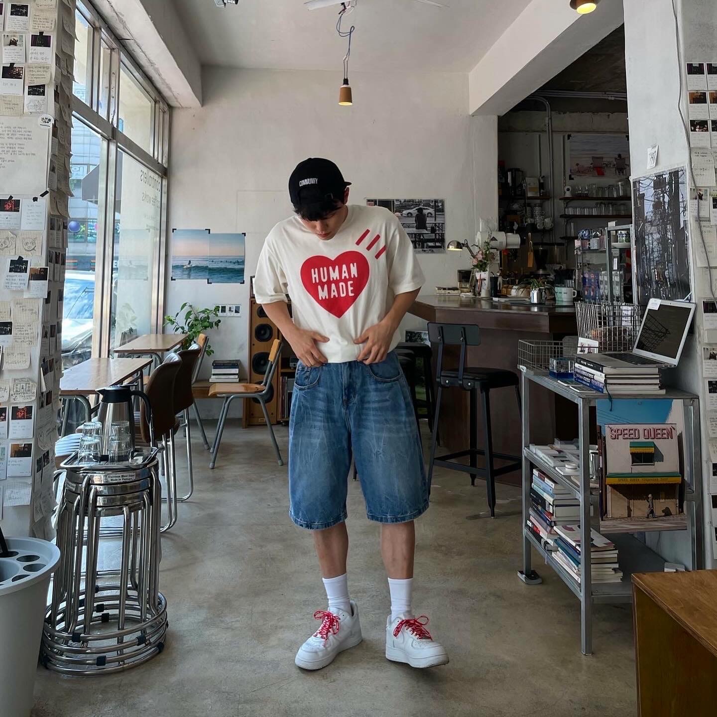 Nike x Supreme Air Force 1 Low White 착용 스타일 - 1