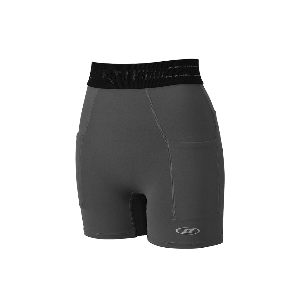 본투윈 리플렉티브 아웃 밴드 포켓 3.5 바이커 쇼츠 차콜(BRON TO WIN Reflective Out Band Pocket 3.5 Biker Shorts Charcoal)