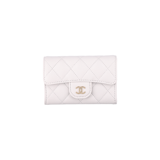 ITVJCGQUTWAN Chanel Classic Card Wallet Calfskin Light Grey Gold Hardware