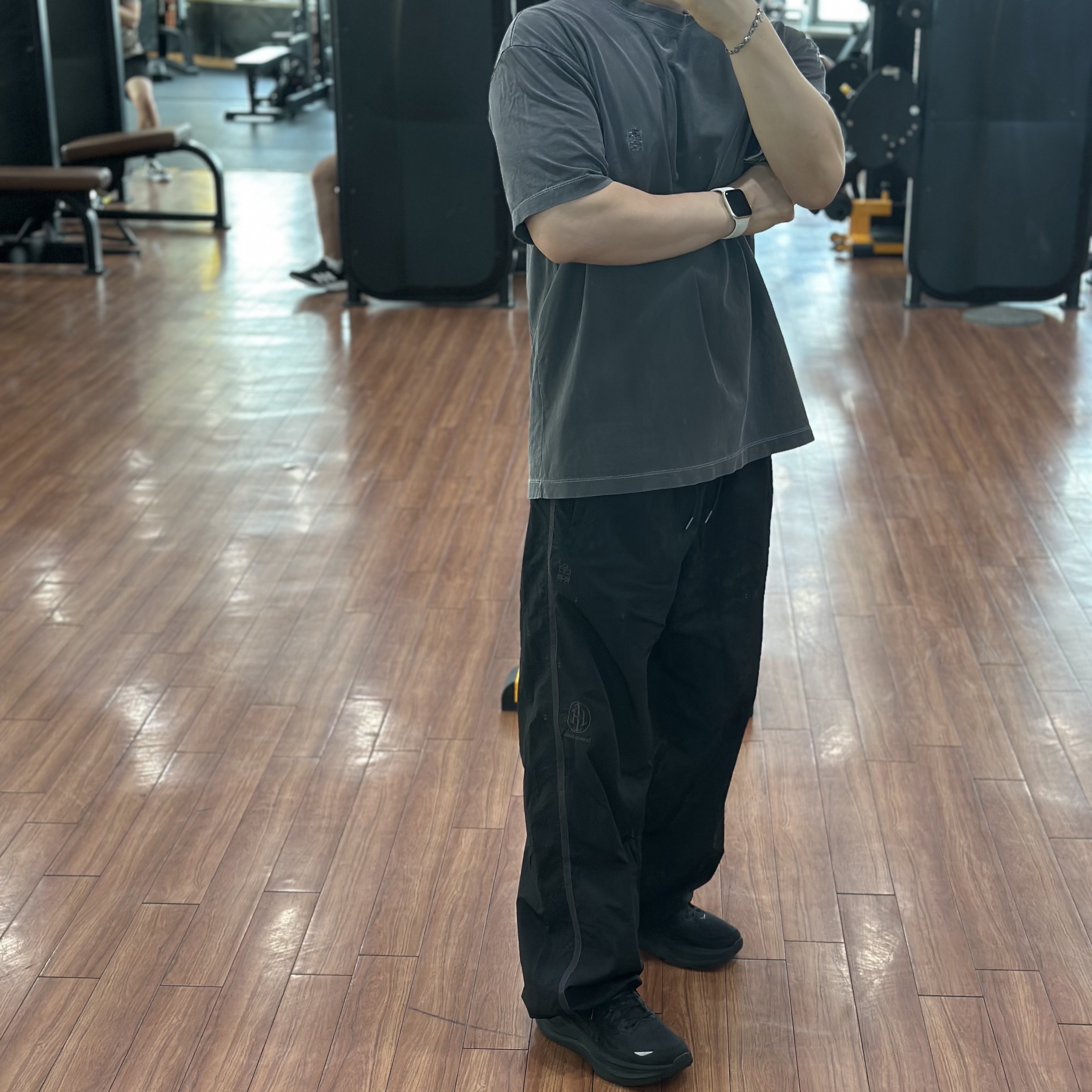 Polyteru Human Index Index Track Pants Black/Purple 착용 스타일