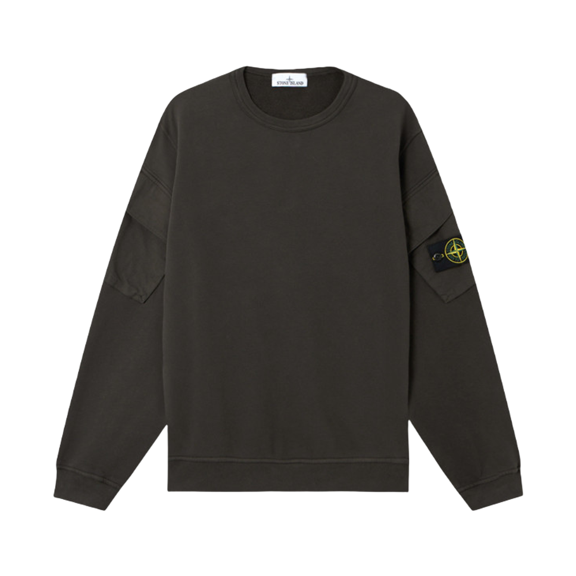 K2S1561000-08S0A20-V0062 Stone Island 6100008 Brushed Organic Cotton Fleece Regular Fit Crewneck Sweatshirt with Sleeve Pockets Lead Grey - 25FW
