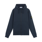 Stone Island 6100061 Organic Cotton Fleece Regular Fit Hooded Zip Up Sweatshirt with Pockets  - 25FW