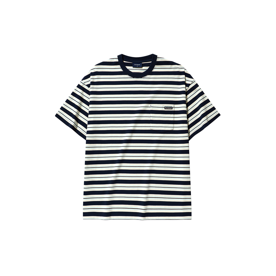CO2502ST08DN Covernat Multi Stripe T-Shirt Dark Navy - 대표 이미지 #1