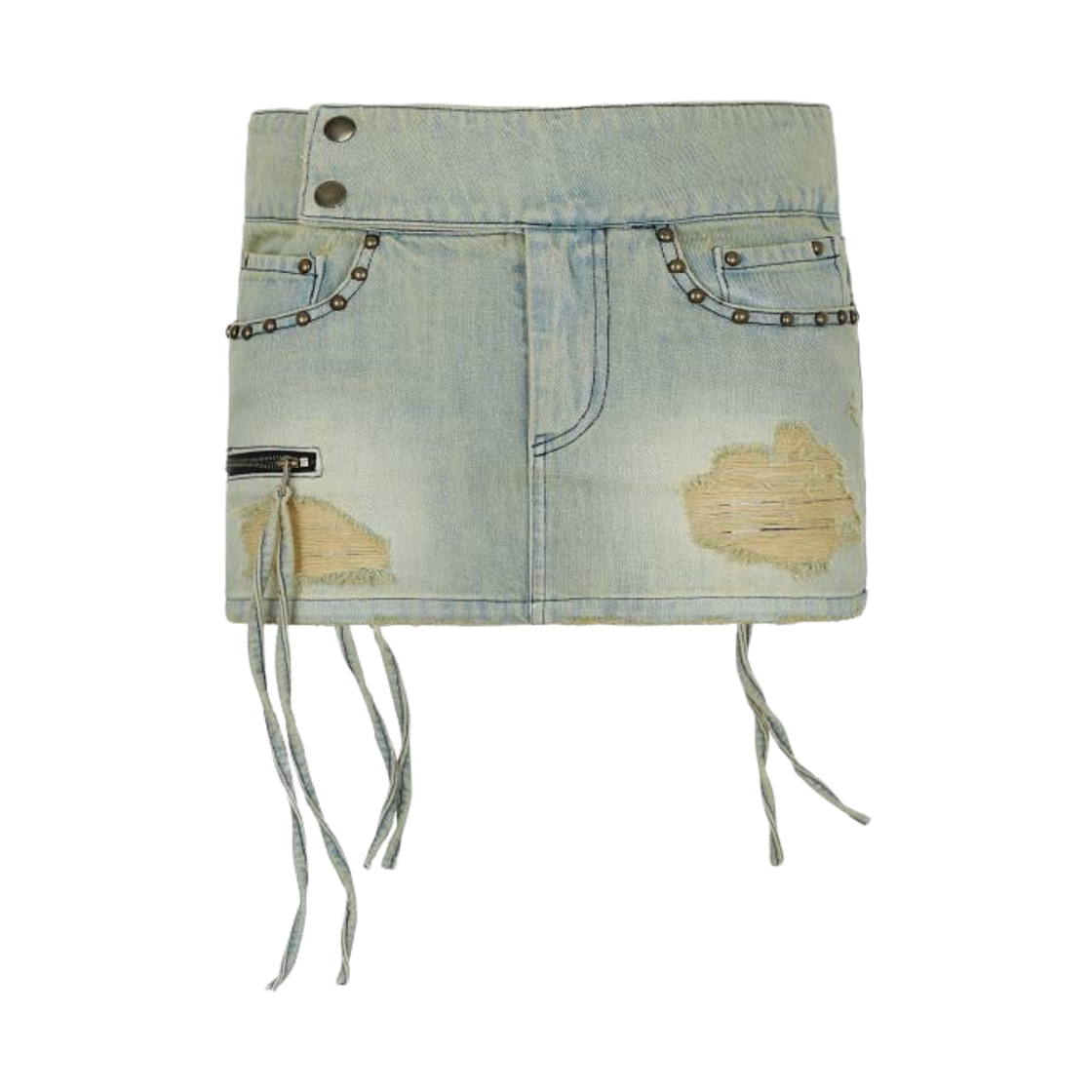 BN25SSDN01 Bnfrom Washed Studded Low Waist Skirt