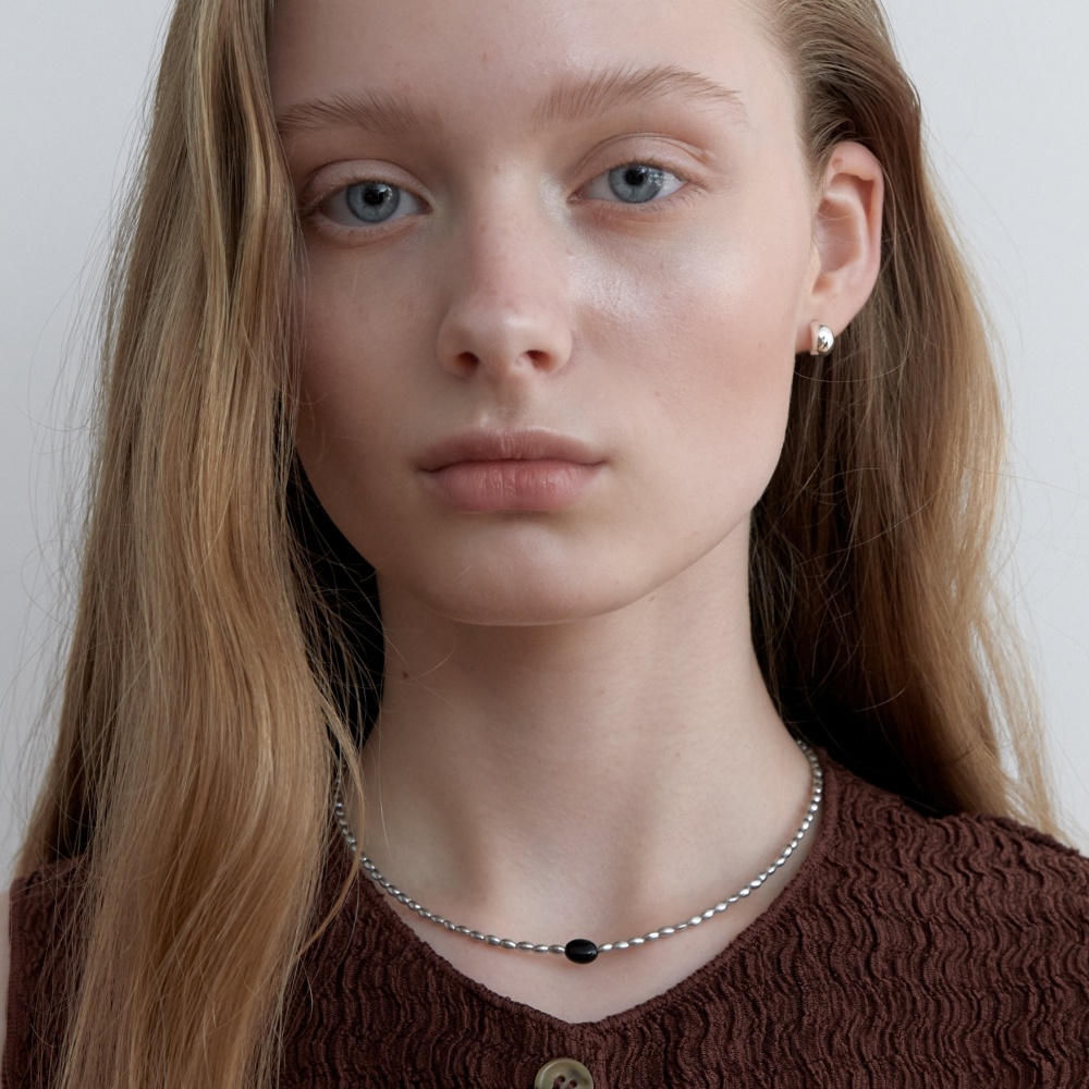 러브미몬스터 시크 회색 진주 원석 목걸이 그레이(lovememonster Chic Grey Pearl Gem Necklace Grey) - 3