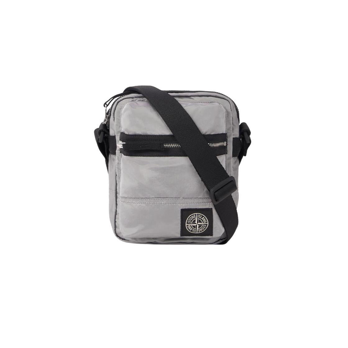 스톤 아일랜드 9200015 코티드 나일론 메탈 에코닐 파우치 백 펄 그레이 - 25FW(Stone Island 9200015 Coated Nylon Metal Econyl Pouch Bag Pearl Grey - 25FW)