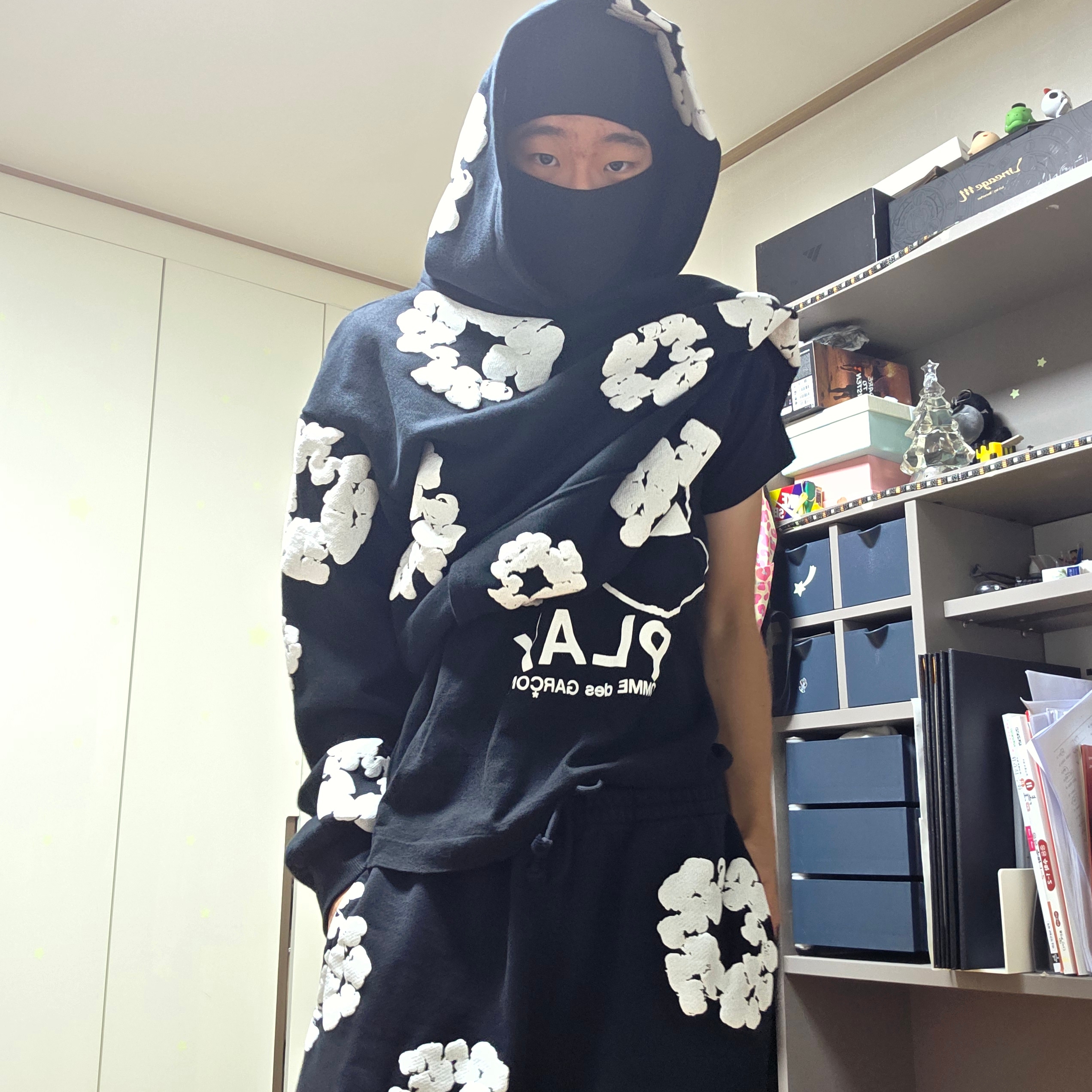 Denim Tears The Cotton Wreath Sweatpants Black, Denim Tears The Cotton Wreath Sweatshirt Black 착용 스타일