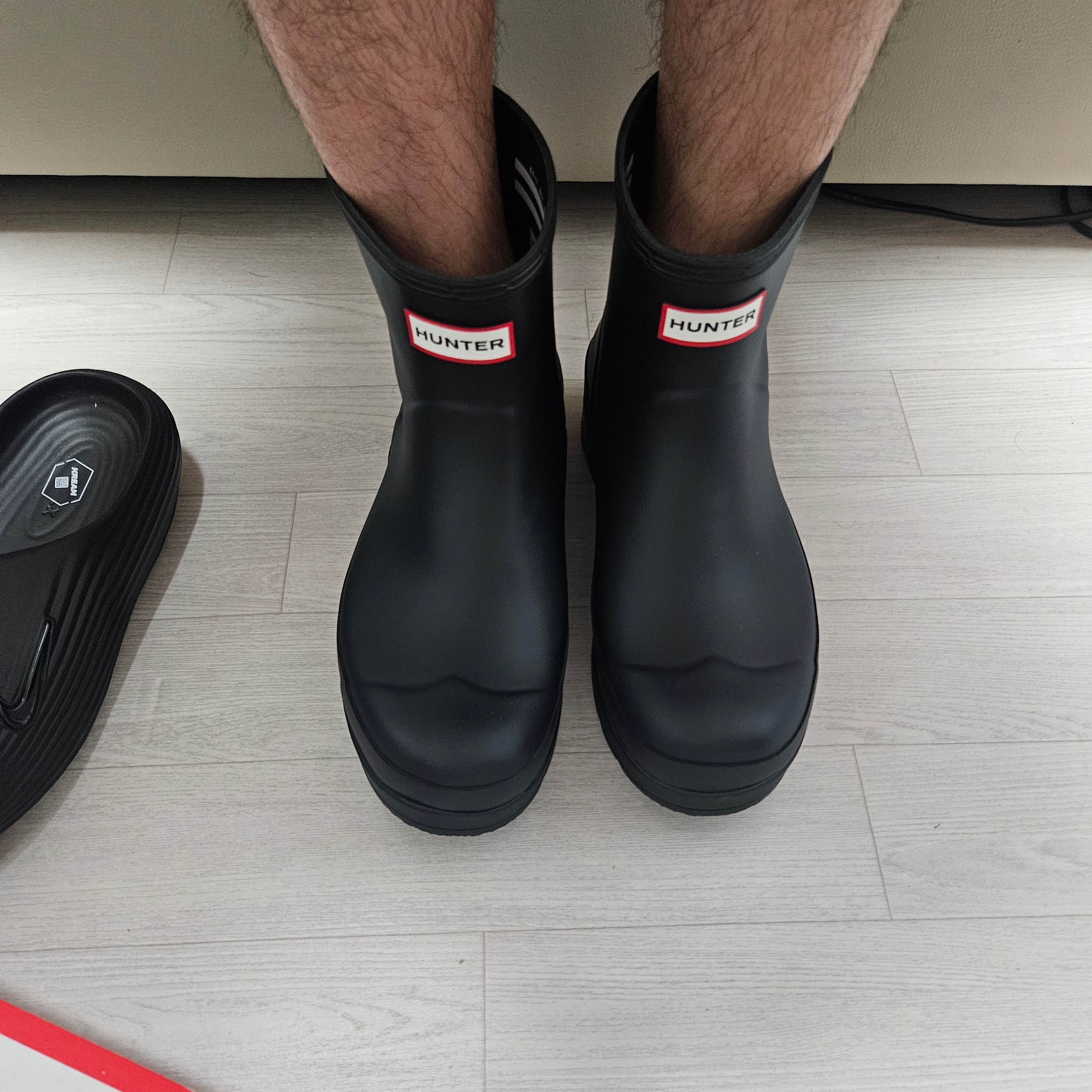 Hunter Play Short Wellington Boots Black 착용 스타일