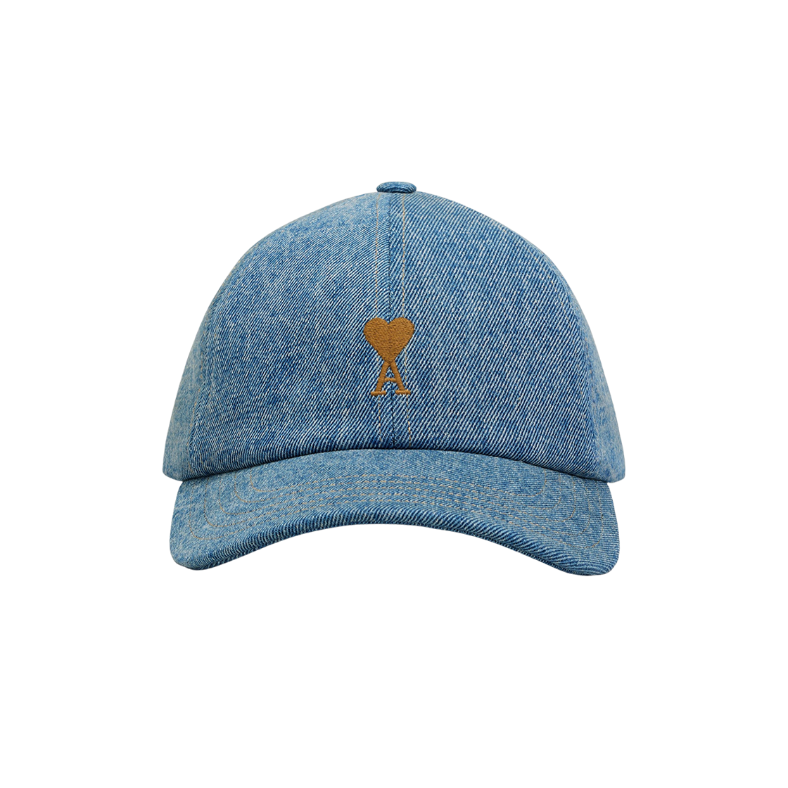 UCP264-DE0046-480 AMI de Coeur Cotton Embroidery Vintage Denim Cap Used Blue Cognac