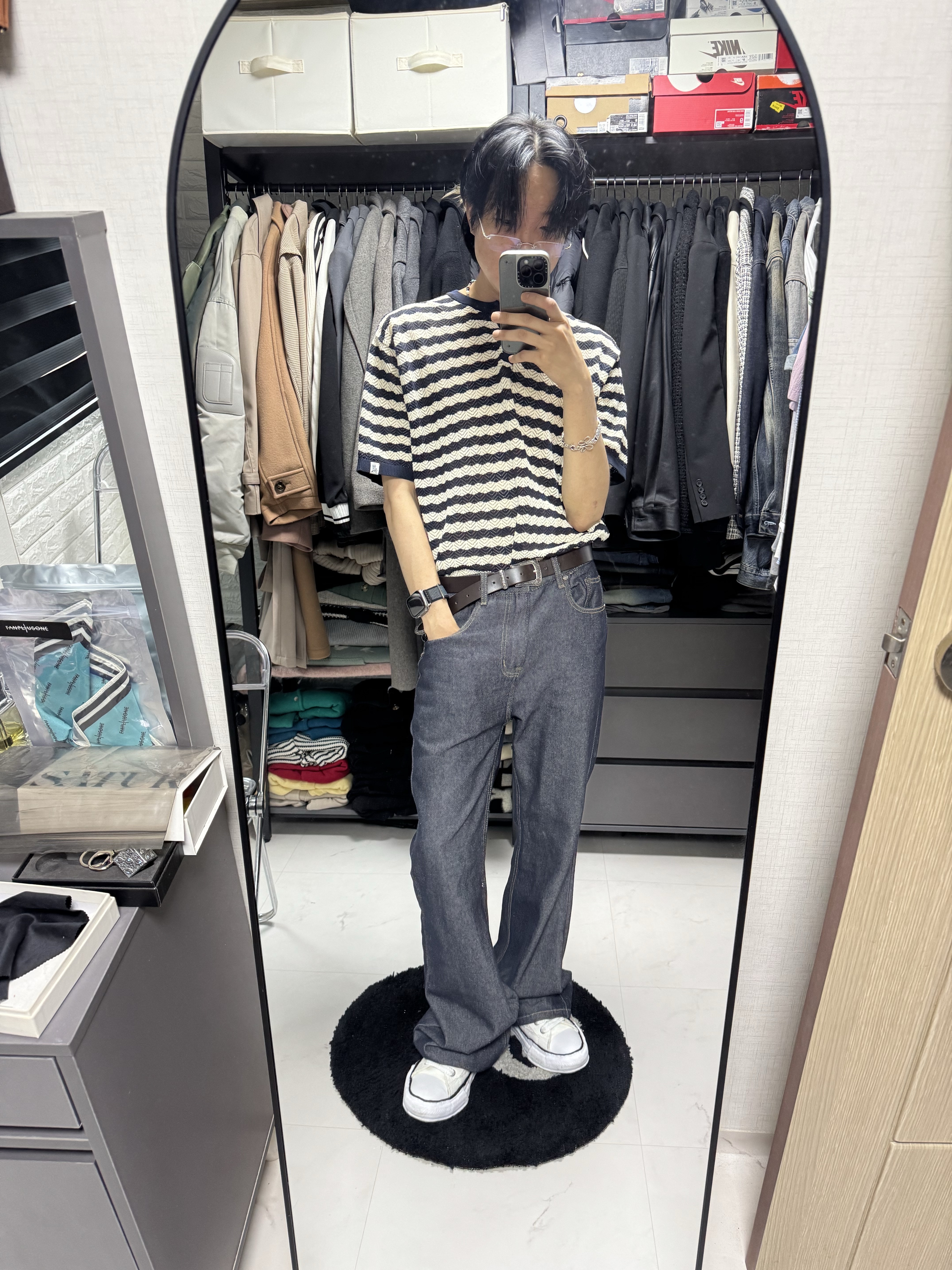 Maison Mihara Yasuhiro Peterson OG Sole Canvas Low Sneakers White 착용 스타일 - 1