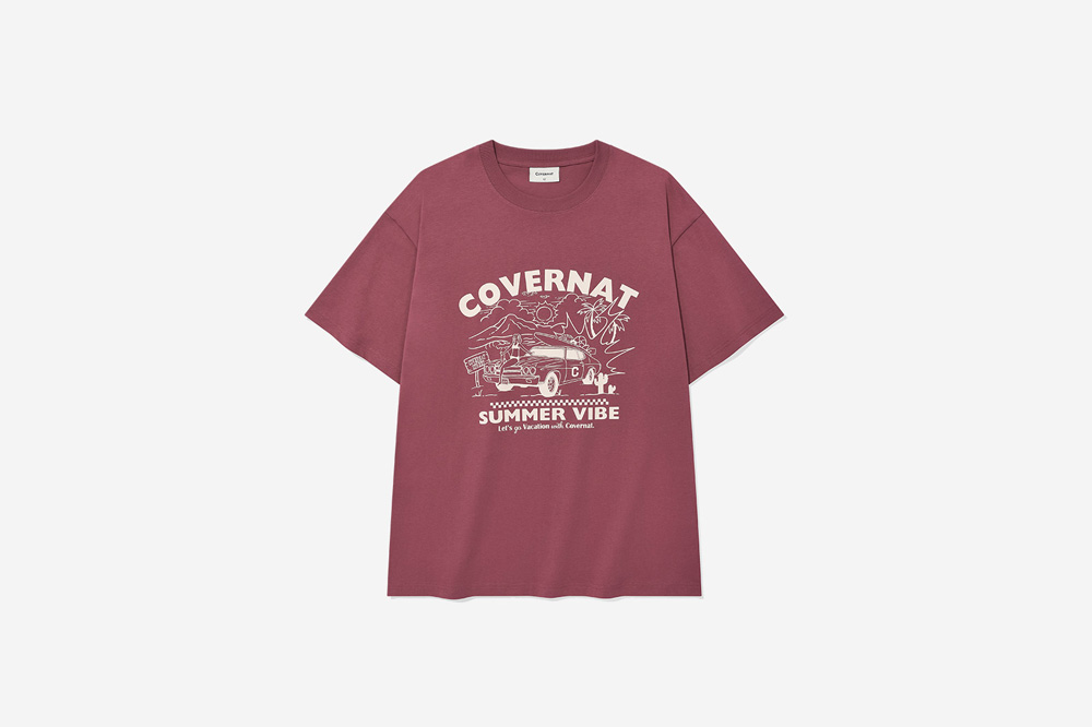 ★COVERNAT★ Volume Car Graphic T-Shirt Magenta CO2502ST41MA Volume Car Graphic T-Shirt Magenta - Covernat | 60% - Asian