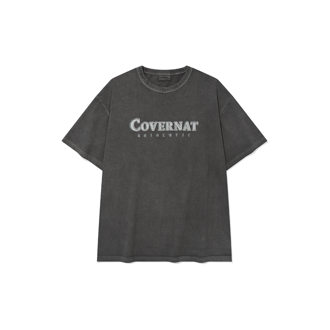 커버낫 네온 로고 다잉 티셔츠 차콜 | COVERNAT | KREAM
