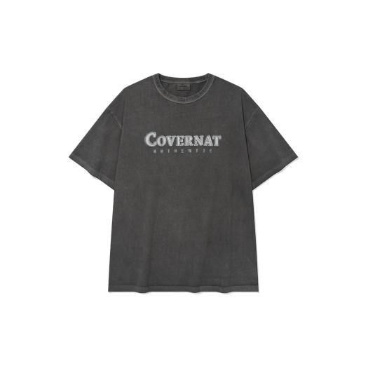 CO2502ST09CH Covernat Neon Logo Dying T-Shirt Charcoal