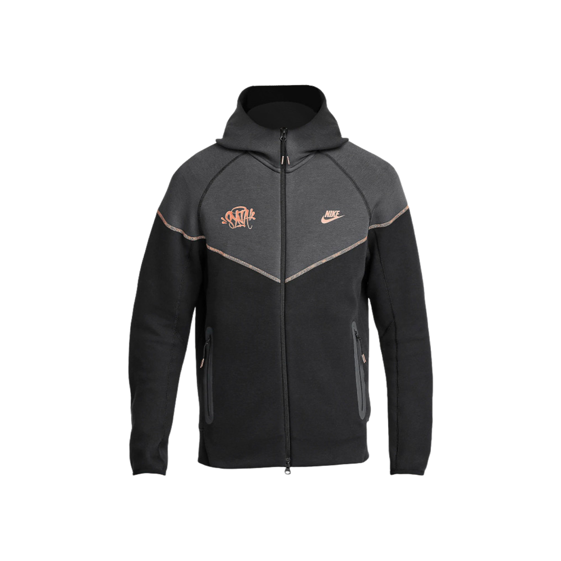 나이키 x 센트럴 씨 NSW 테크 플리스 풀 집 후드 블랙 메탈릭 레드 브론즈(Nike x Central Cee NSW Tech Fleece Full Zip Hoodie Black Metallic Red Bronze)