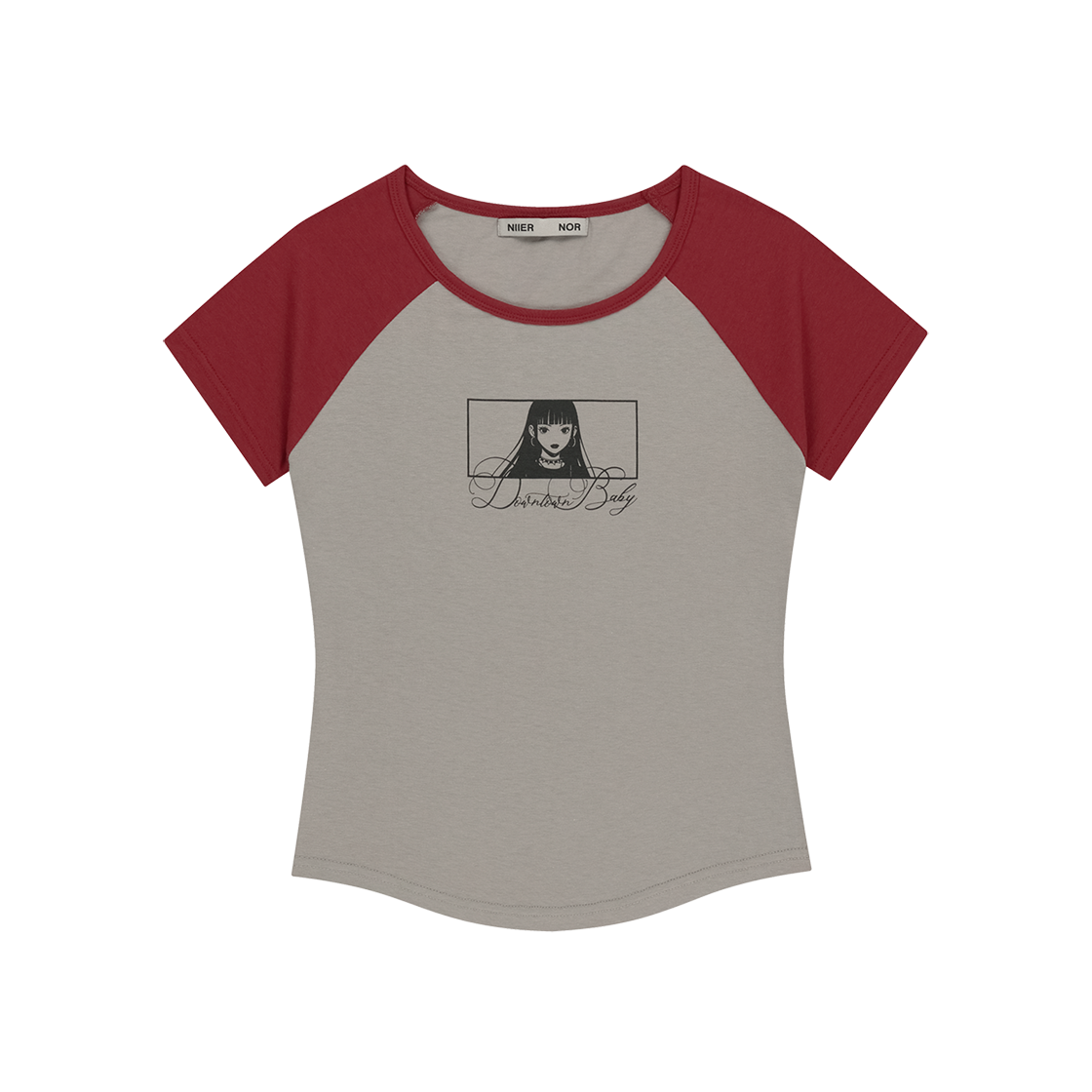 25NNSSTTSF010BU NIIER NOR Nn Girl Raglan Tee Burgundy