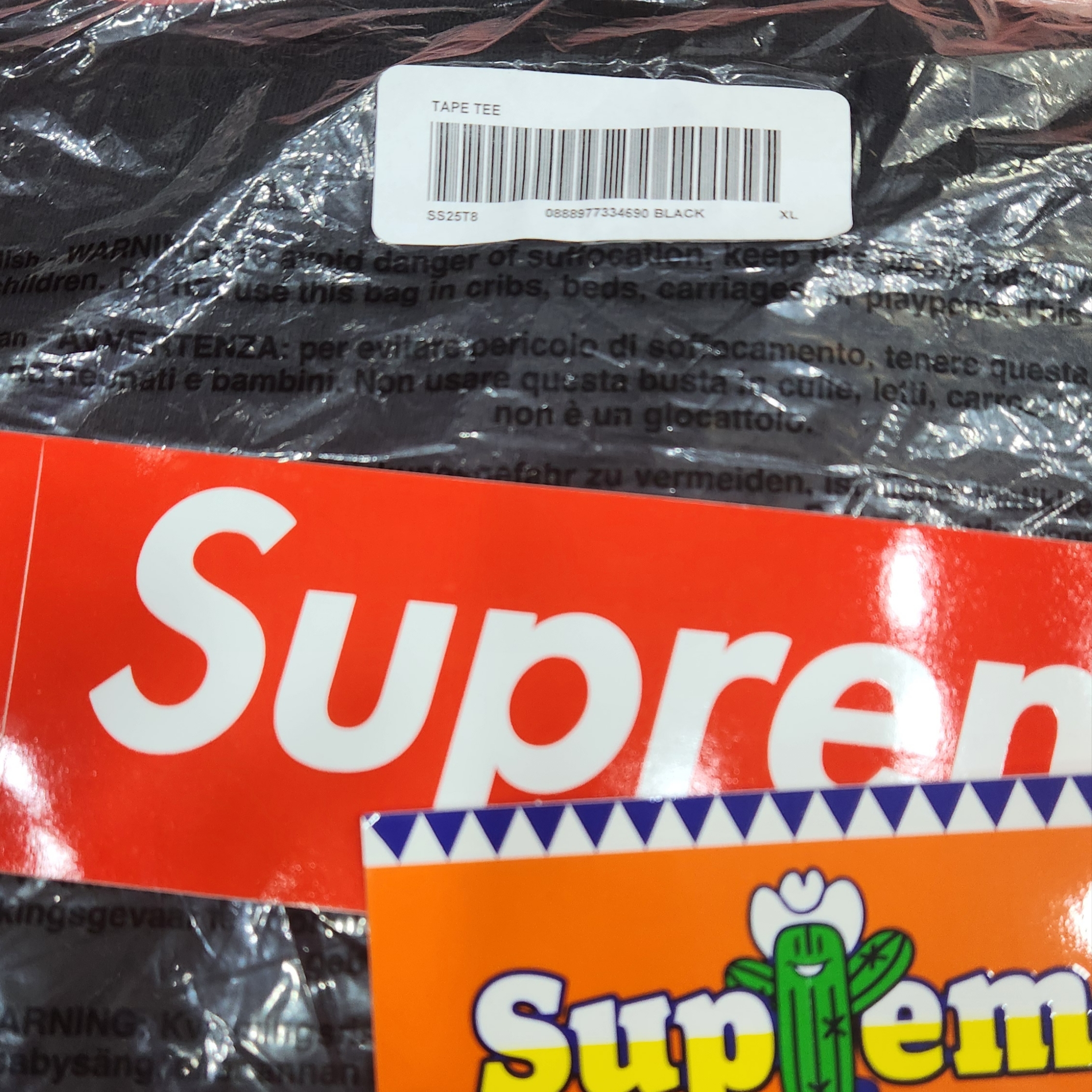 Supreme Tape T-Shirt Black - 25SS 착용 스타일