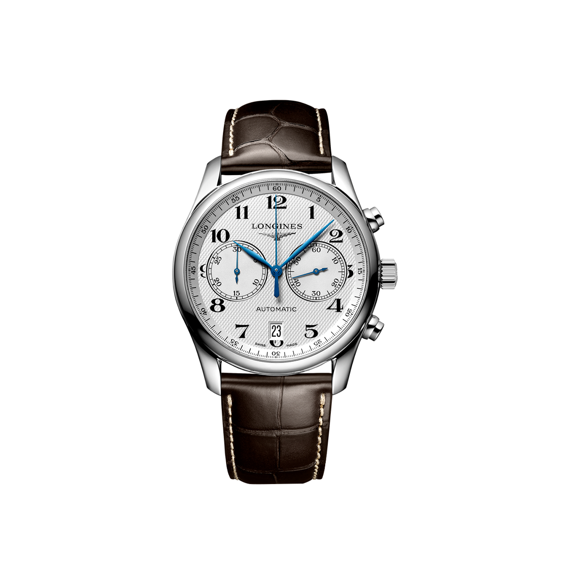 론진 마스터 컬렉션 크로노그래프 오토매틱 40mm 스테인리스 스틸 실버 발리콘(Longines Master Collection Chronograph Automatic 40mm Stainless Steel Silver Barleycorn)