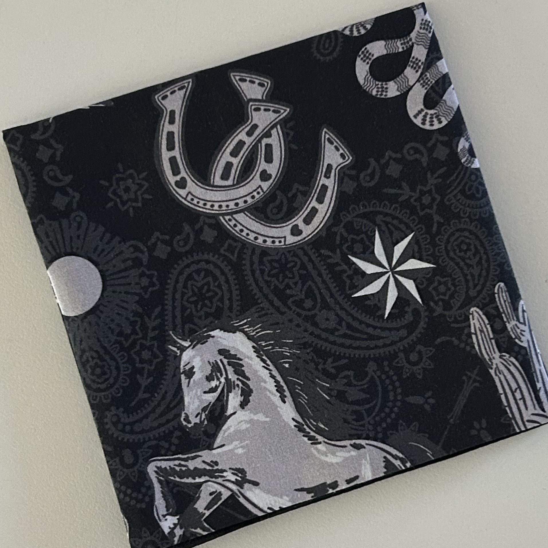 Thevinylhouse Tvh Western Pattern Bandana Navy 착용 스타일 - 1