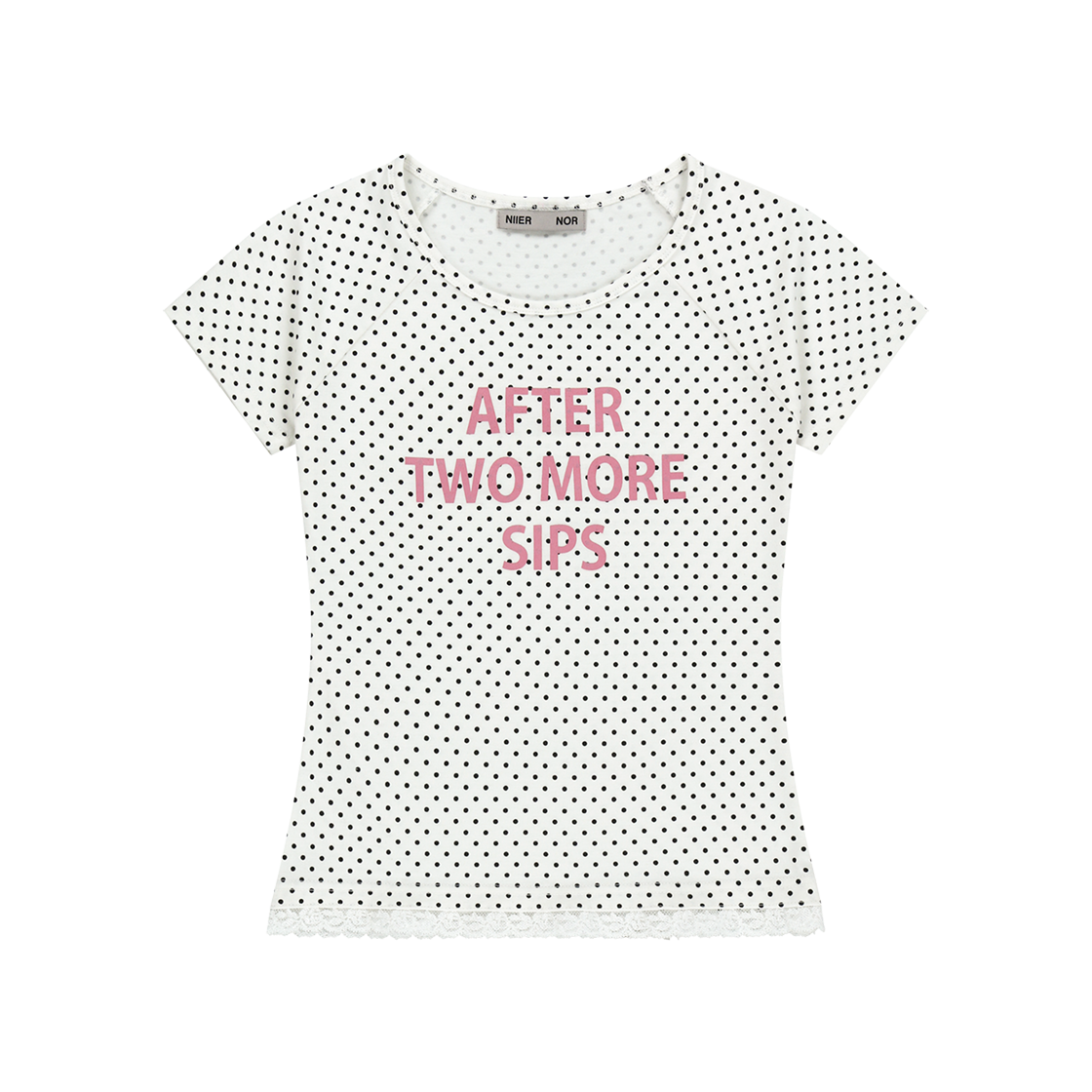 【NIIER NOR】DOT LETTERING SLIM TEE 니어노어 도트 레터링 슬림 티 화이트 | NIIER NOR | KREAM