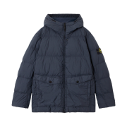 Stone Island 4100011 Crinkle Reps NY Recycled Nylon Hooded Down Jacket with Wind Resistance Navy Blue - 25FW