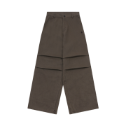 SLOW RECORD HOUSE Double Pintuck Cotton Pants Brown