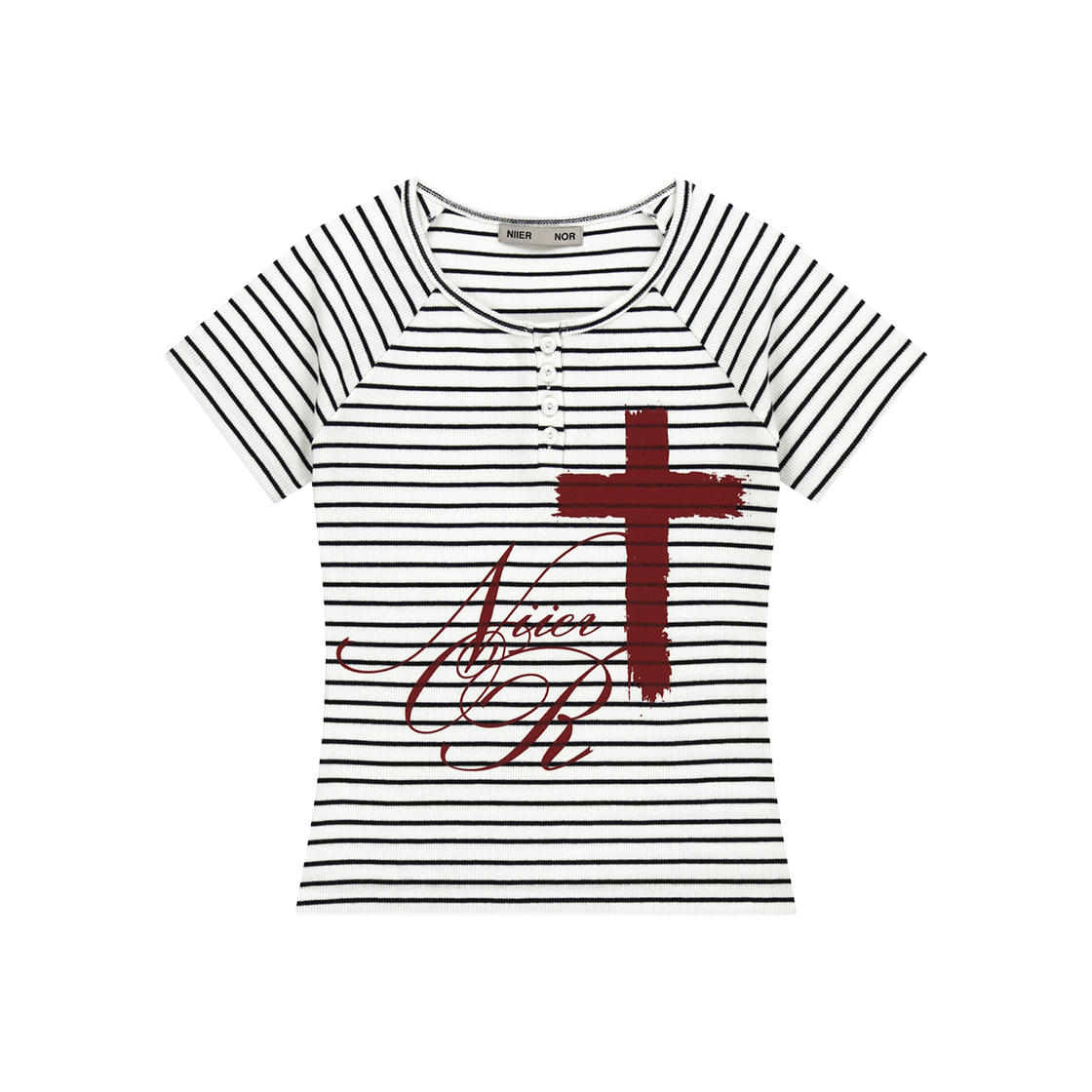 25NNSSTTSF007WT NIIER NOR Paint Cross Button Down Tee White