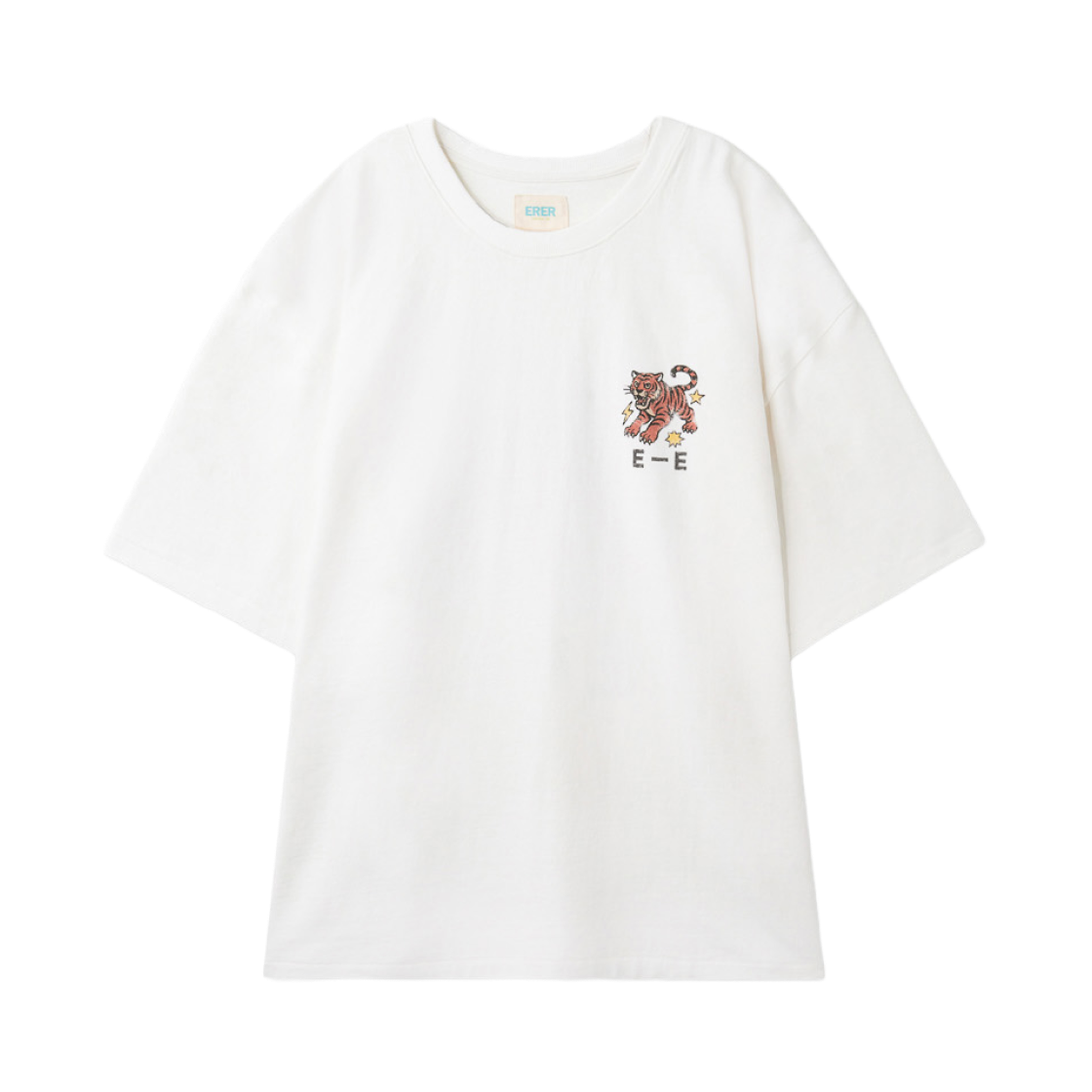 에르에르 오버핏 빈티지 타이거 아트워크 티셔츠 화이트(ERER Overfit Vintage Tiger Artwork T-Shirt White)
