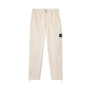 Stone Island 3100001 Natural Cotton Gabardine Raw Beauty Relaxed-Fit Chino Trousers with Elasticated Waistband Ivory - 25FW