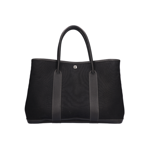 IT7SVJJWAFNK Hermes Garden Party 36 Bag Canvas Noir Palladium Hardware I Stamp
