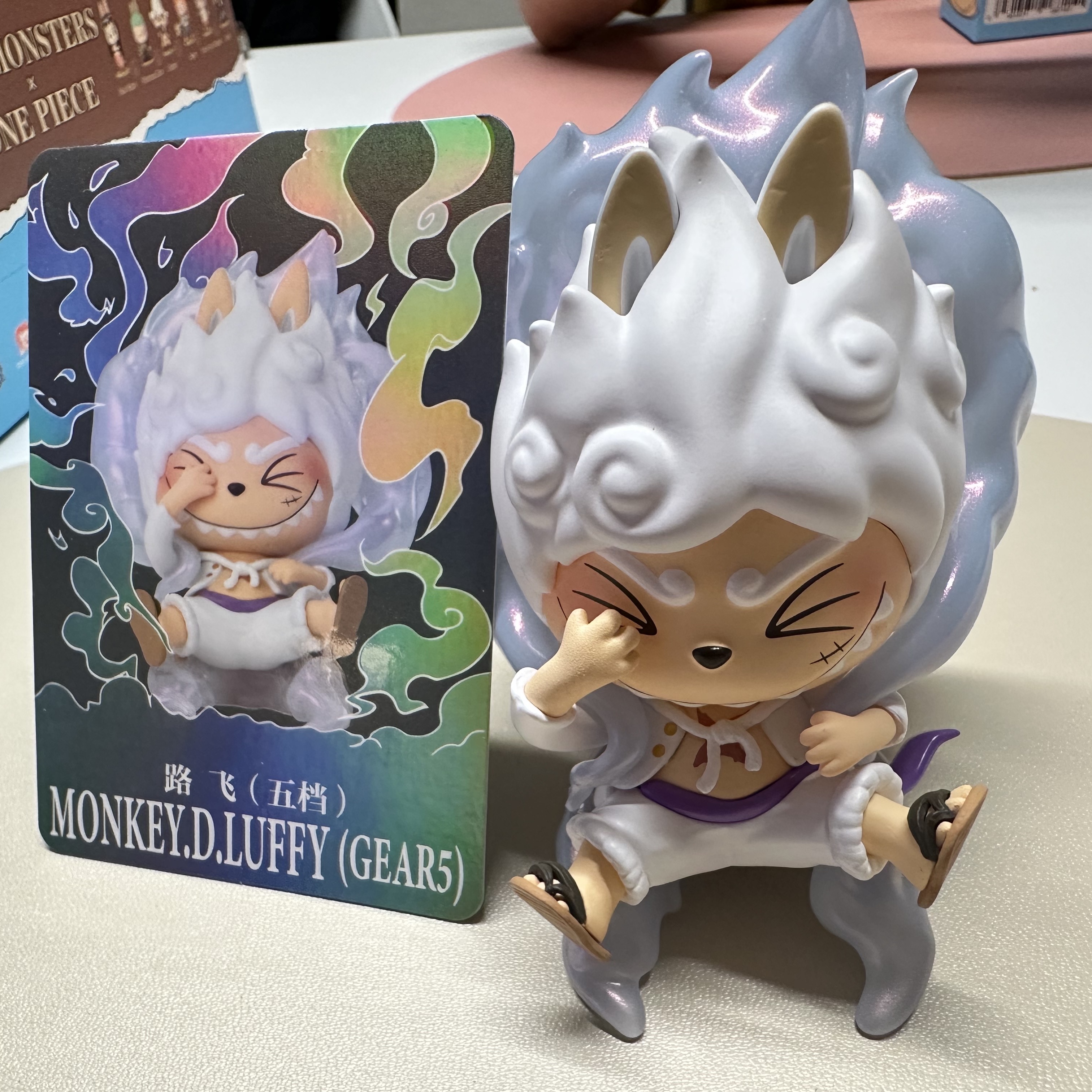 Pop Mart Labubu The Monsters x One Piece Series Figures Monkey.D.Luffy (Gear 5) (Opened Case) 착용 스타일