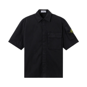 Stone Island 1100007 Supima Cotton Twill Stretch-TC Comfort-Fit Short-Sleeve Shirt with Chest and Sleeve Pockets Black - 25FW