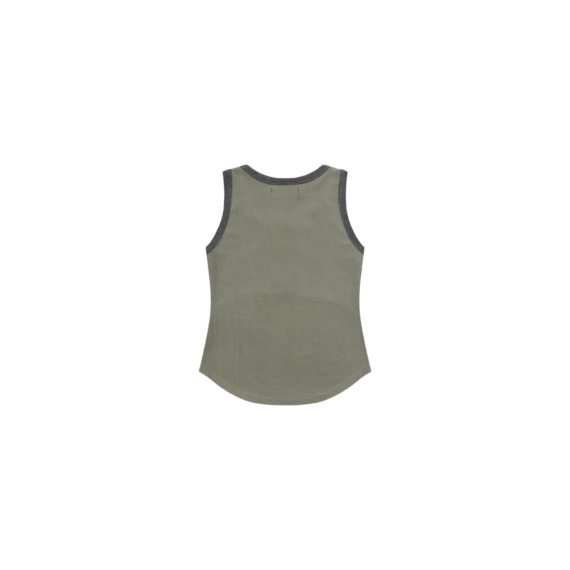 무센트 컬러팝 배색 버튼 크롭 골지 나시 카키(MUCENT Color-Pop Button Crop Sleeveless Khaki) - 2