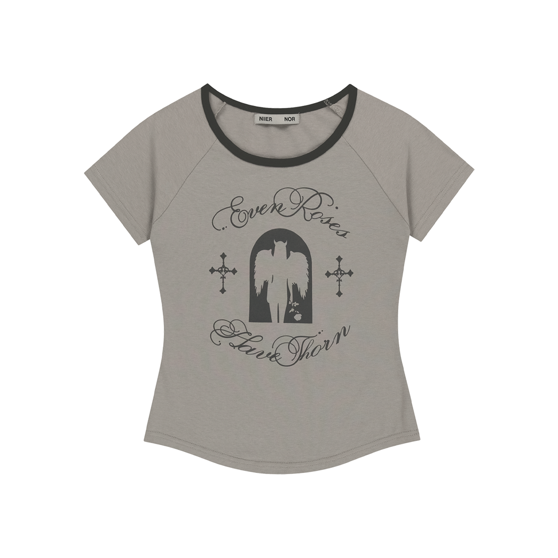 Tシャツ・カットソー [NIIER NOR] BAD ANGEL SLIM TEE 니어노어 배드 엔젤 슬림 티 그레이 | NIIER NOR | KREAM