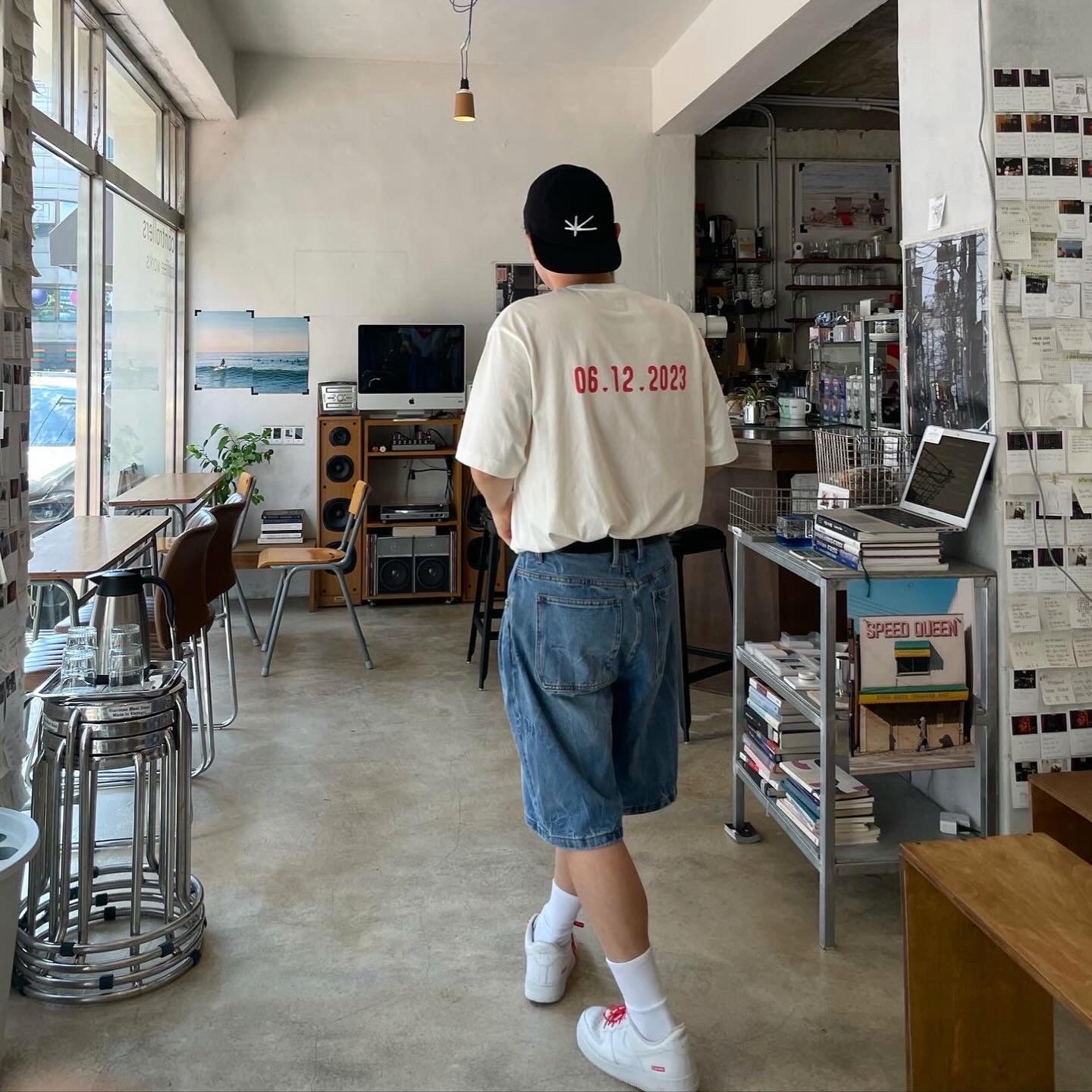 Nike x Supreme Air Force 1 Low White 착용 스타일 - 2