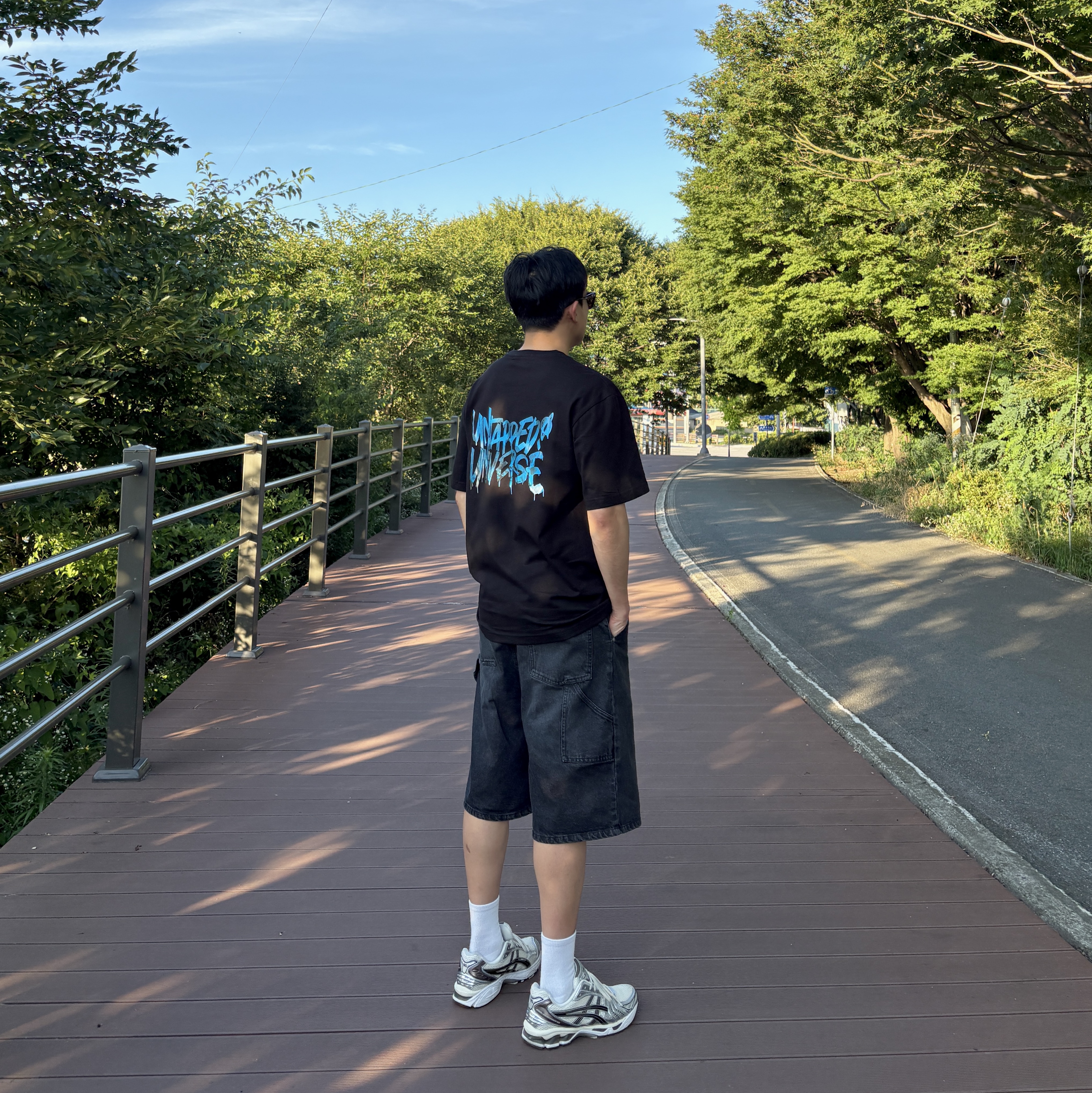 Gentle Monster Hovo 01 Black, Asics Gel-Kayano 14 Cream Black 착용 스타일 - 5