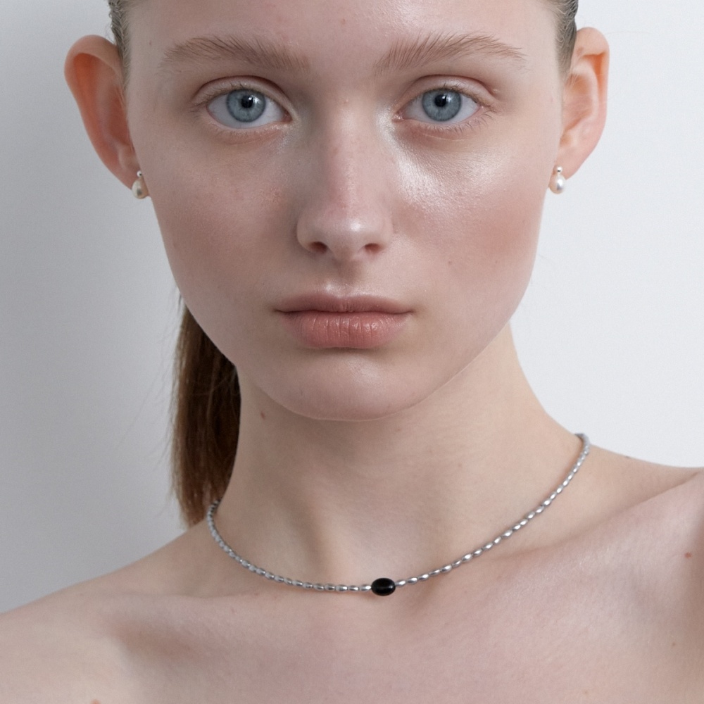 러브미몬스터 시크 회색 진주 원석 목걸이 그레이(lovememonster Chic Grey Pearl Gem Necklace Grey) - 2