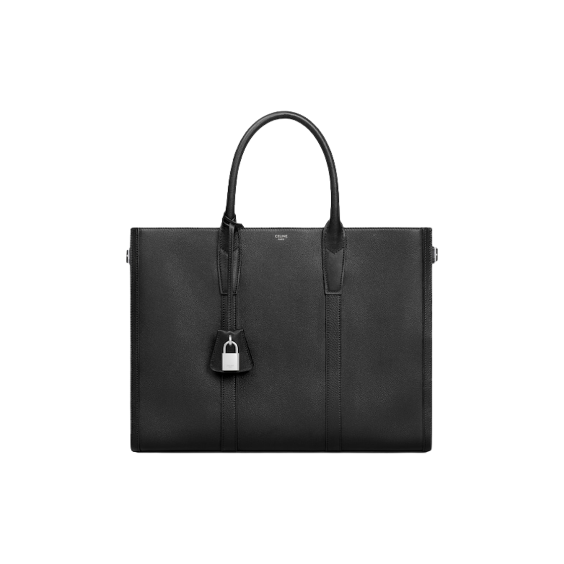 116273FGA-38SI Celine Medium Cabas Malaquais in Supple Calfskin Black