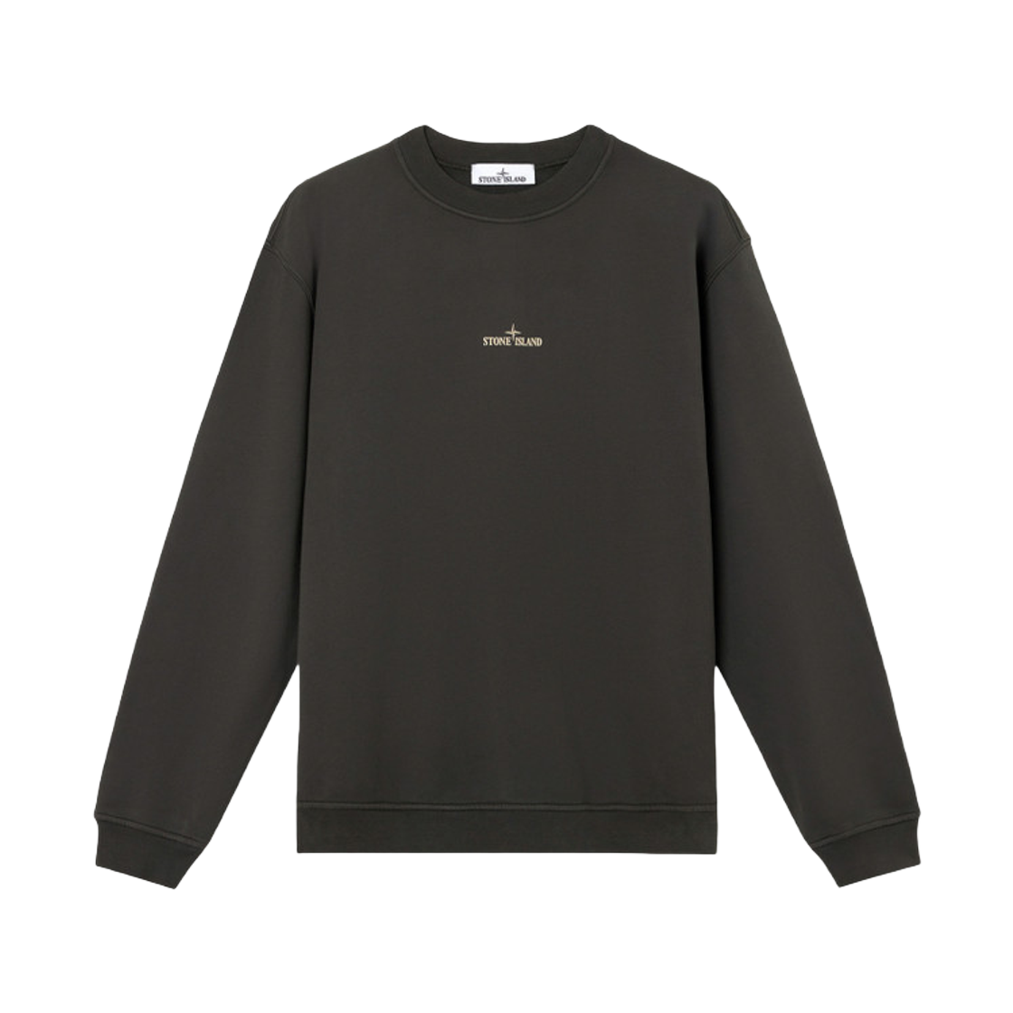 K2S1561000-18S0195-V0062 Stone Island 6100018 Cotton Fleece Oversized Fit Crewneck Sweatshirt with Industrial Four Print Lead Grey - 25FW