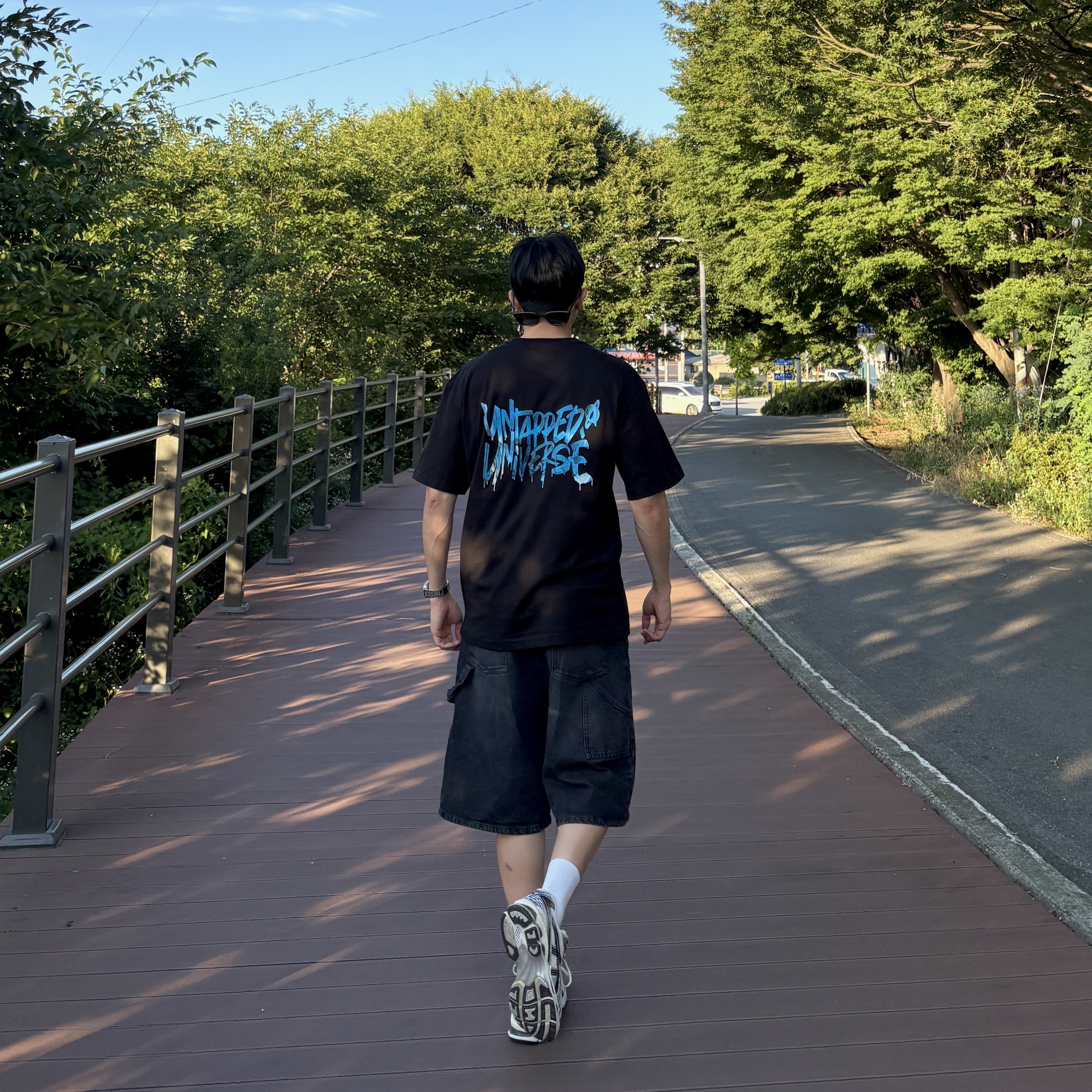 Gentle Monster Hovo 01 Black, Asics Gel-Kayano 14 Cream Black 착용 스타일 - 2
