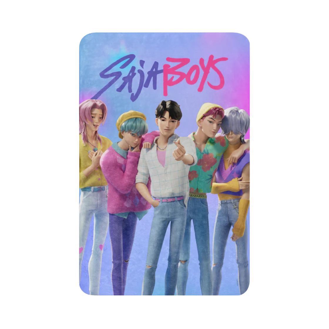 케이팝 데몬 헌터스 사자 보이즈 셰르파 블랭킷 멀티(KPop Demon Hunters Saja Boys Sherpa Blanket Multi) - 1