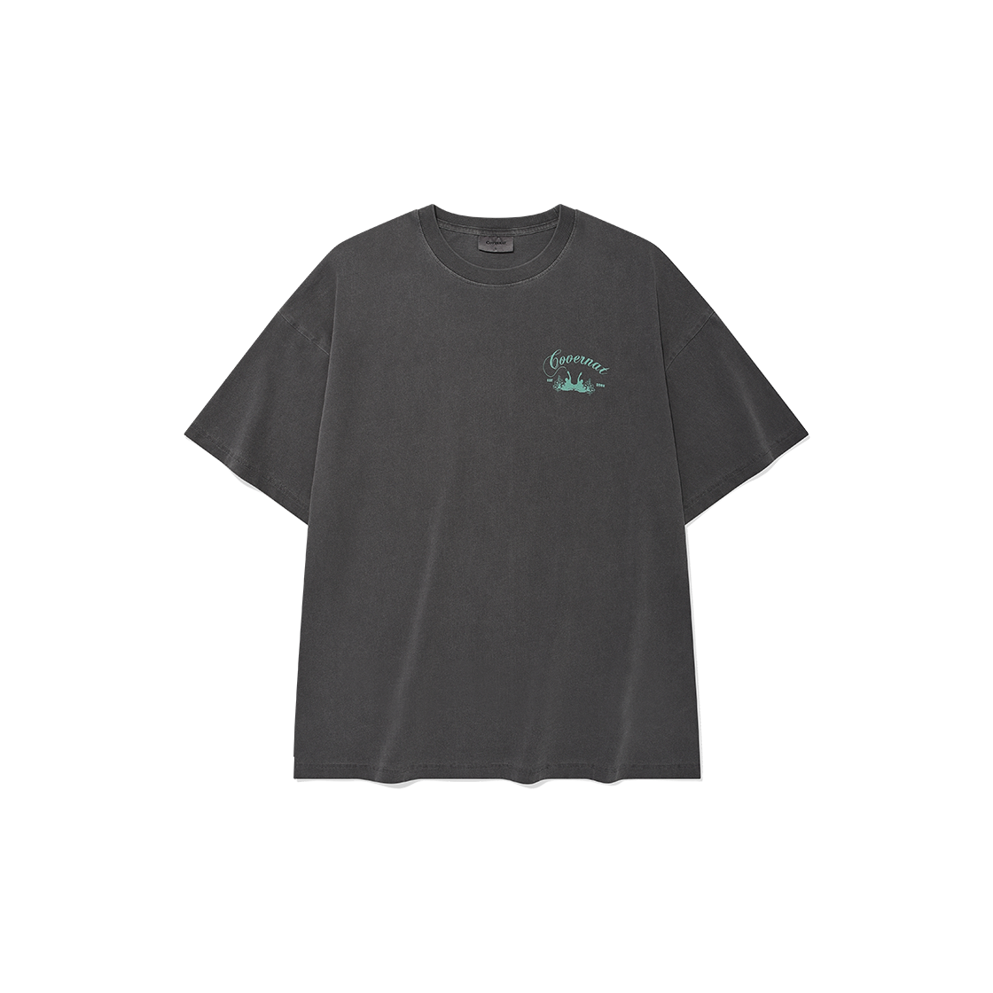 CO2502ST15CH Covernat Surfer Dying Graphic T-Shirt Charcoal - 대표 이미지 #1
