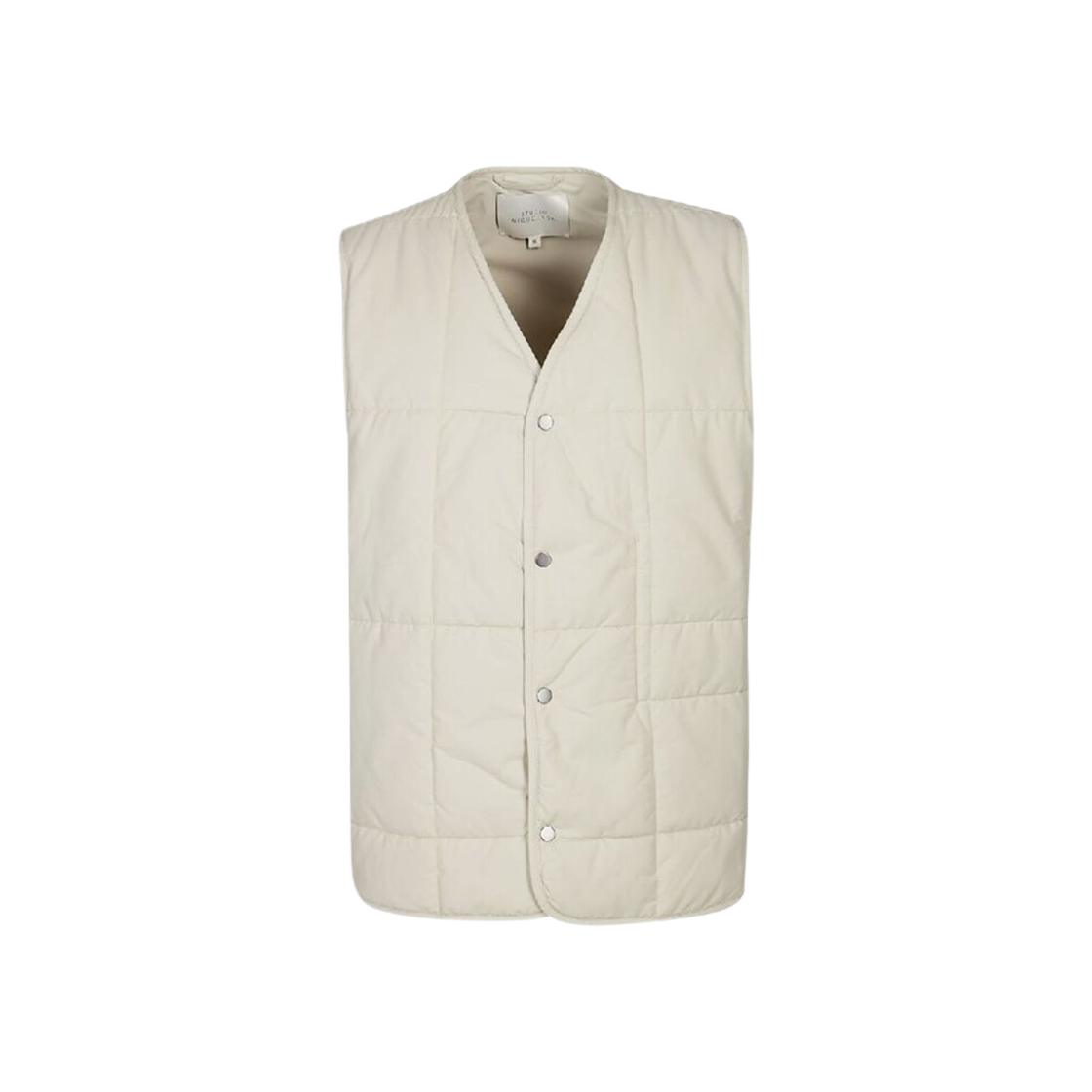 스튜디오 니콜슨 테오 브이넥 패디드 베스트 스톤(Studio Nicholson Teo V-Neck Padded Vest Stone)