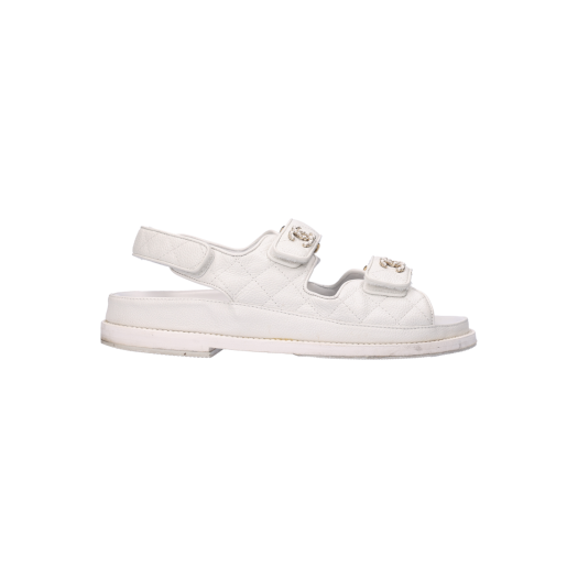 ITS28SV9HIST Chanel Velcro Sandals Calfskin White 37