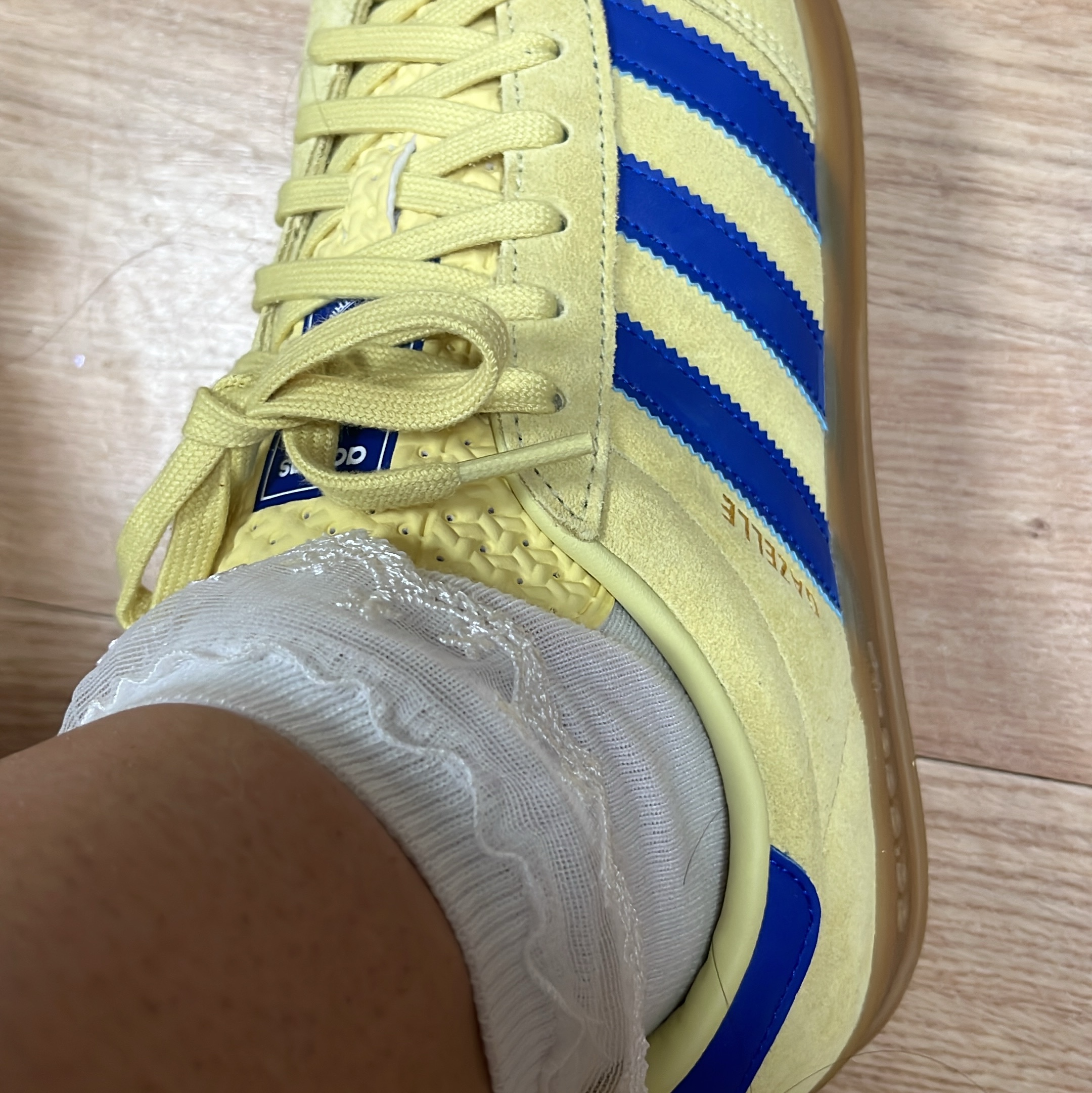 Adidas Gazelle Indoor Powder Yellow Royal Blue 착용 스타일 - 2